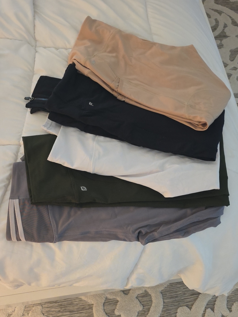 Fabletics Women's Leggings Pack - Beige, Black, White, Olive, Gray